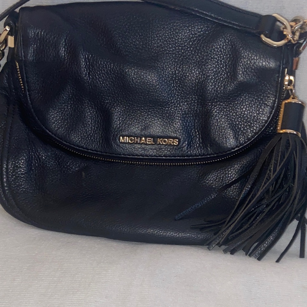 Michael Kors Black Crossbody Bag with Gold Accents
